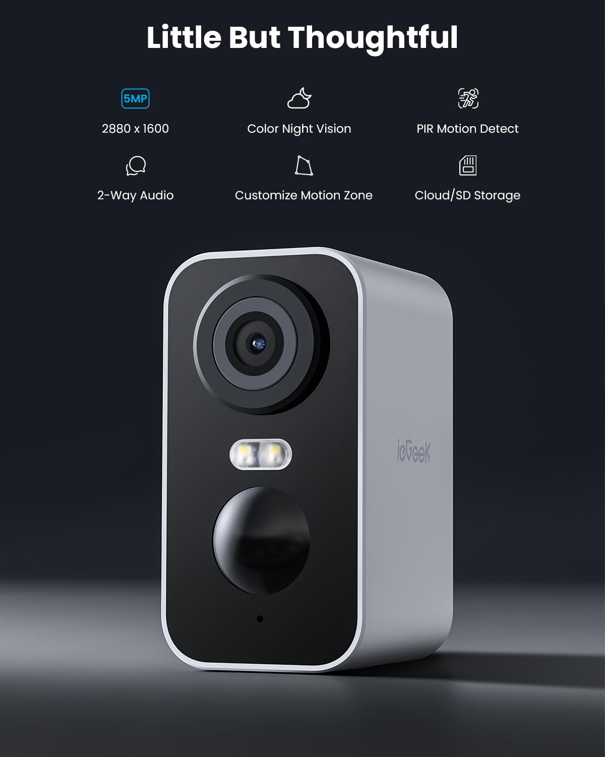 ieGeek Security Cameras Wireless Outdoor, 2K 3MP Battery Powered WiFi Security Camera with Spotlight & Siren Alarm, 2-Way Audio, Color Night Vision, AI Detection for Home Security, Works with Alexa