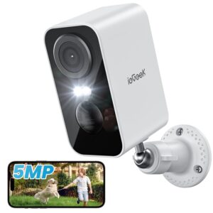 ieGeek Security Cameras Wireless Outdoor, 2K 3MP Battery Powered WiFi Security Camera with Spotlight & Siren Alarm, 2-Way Audio, Color Night Vision, AI Detection for Home Security, Works with Alexa