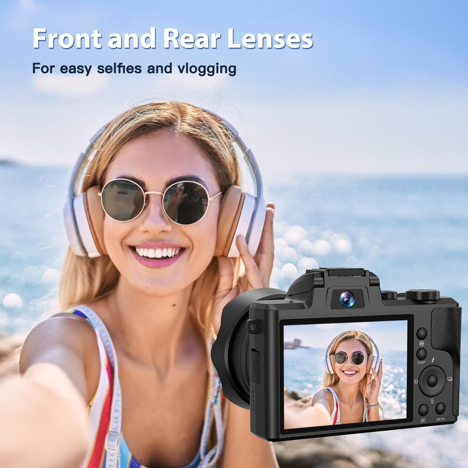 IGXHAVIZ 8K Digital Cameras for Photography Autofocus, WiFi 88MP Vlogging Camera with Dual-Lens, Flash, 16X Digital Zoom, Touch Screen, Travel Camera Anti-Shake with Lens Hood, 64GB Card,2 Batteries