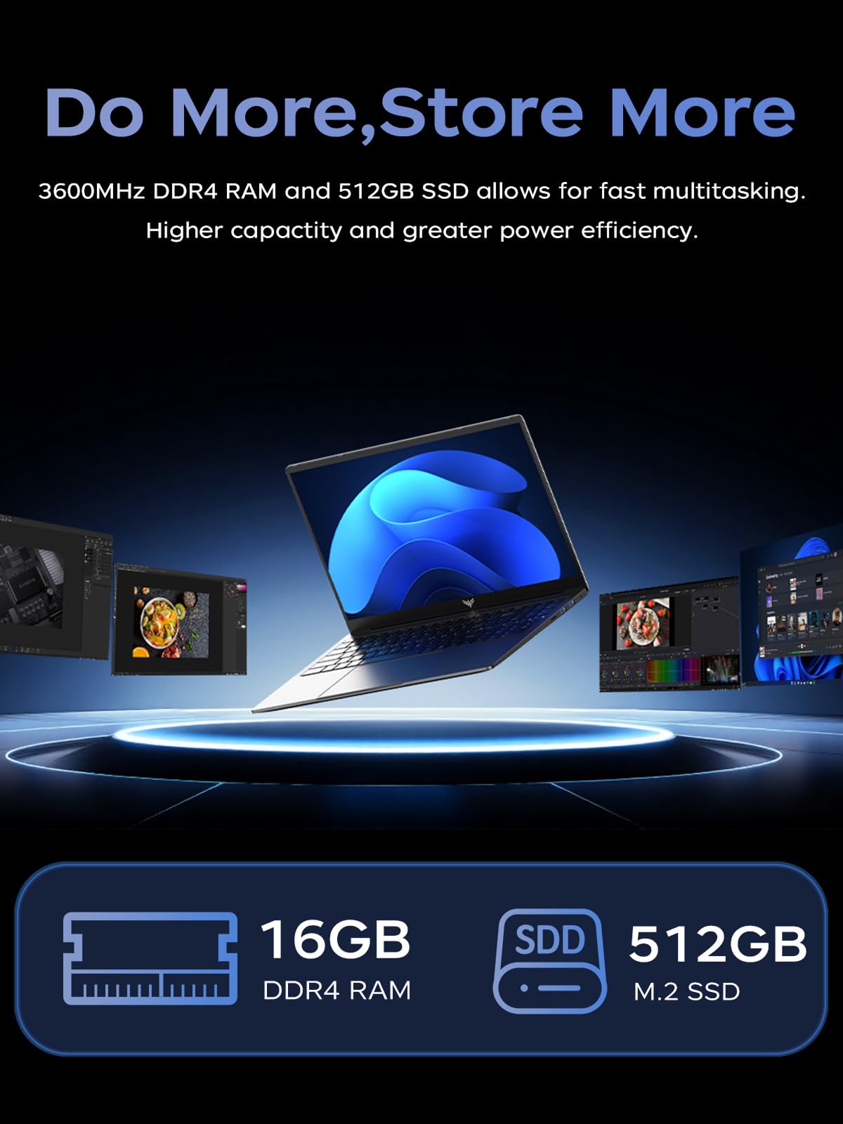 KAIGERR Laptop, Laptop Computer with Intel N97 Processor(Up to 3.6GHz), 16GB DDR4 512GB SSD Windows 11 Laptop for Home Business and Student, 1080P, USB3.2,Long Battery Life