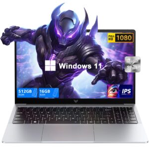 KAIGERR Laptop, Laptop Computer with Intel N97 Processor(Up to 3.6GHz), 16GB DDR4 512GB SSD Windows 11 Laptop for Home Business and Student, 1080P, USB3.2,Long Battery Life