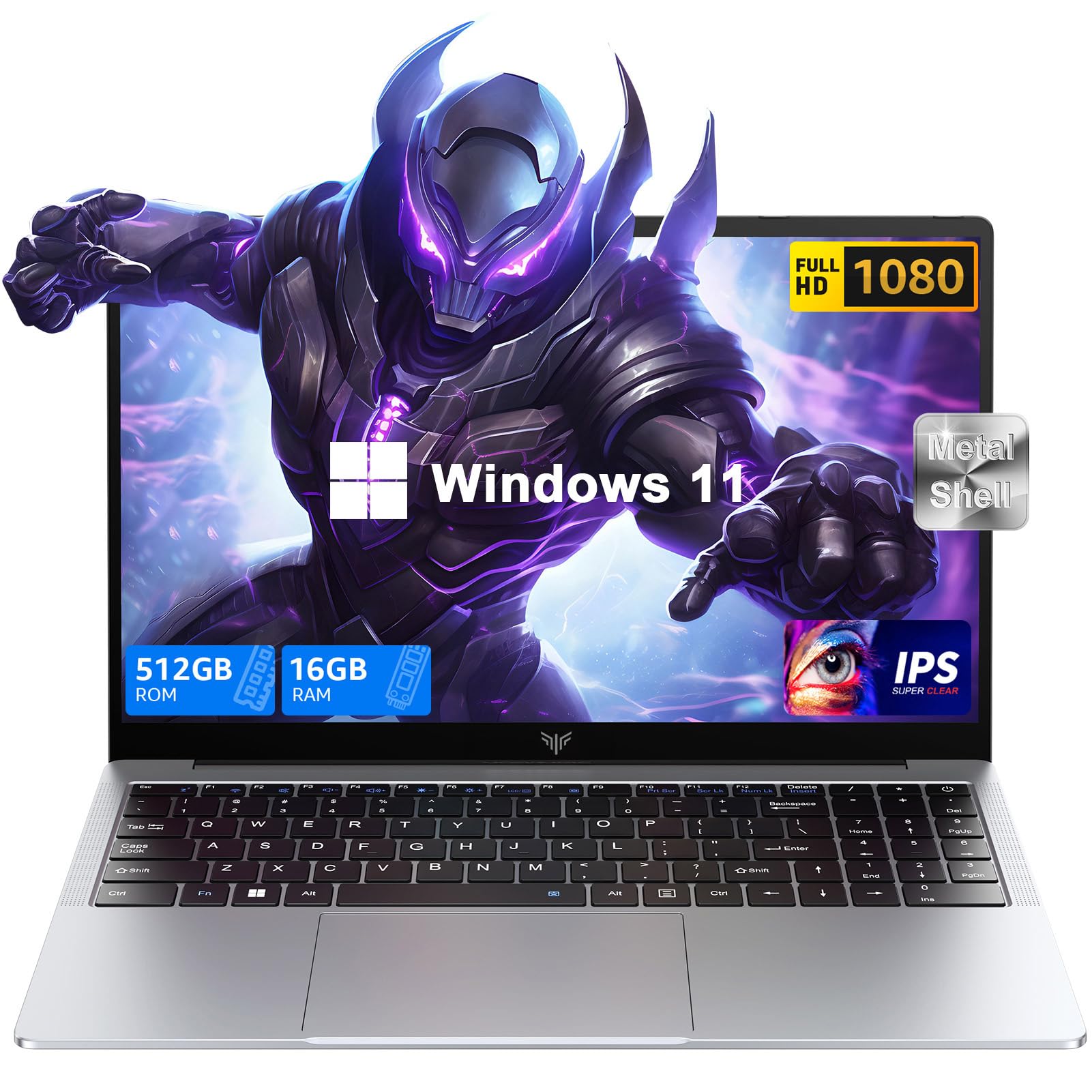 KAIGERR Laptop, Laptop Computer with Intel N97 Processor(Up to 3.6GHz), 16GB DDR4 512GB SSD Windows 11 Laptop for Home Business and Student, 1080P, USB3.2,Long Battery Life