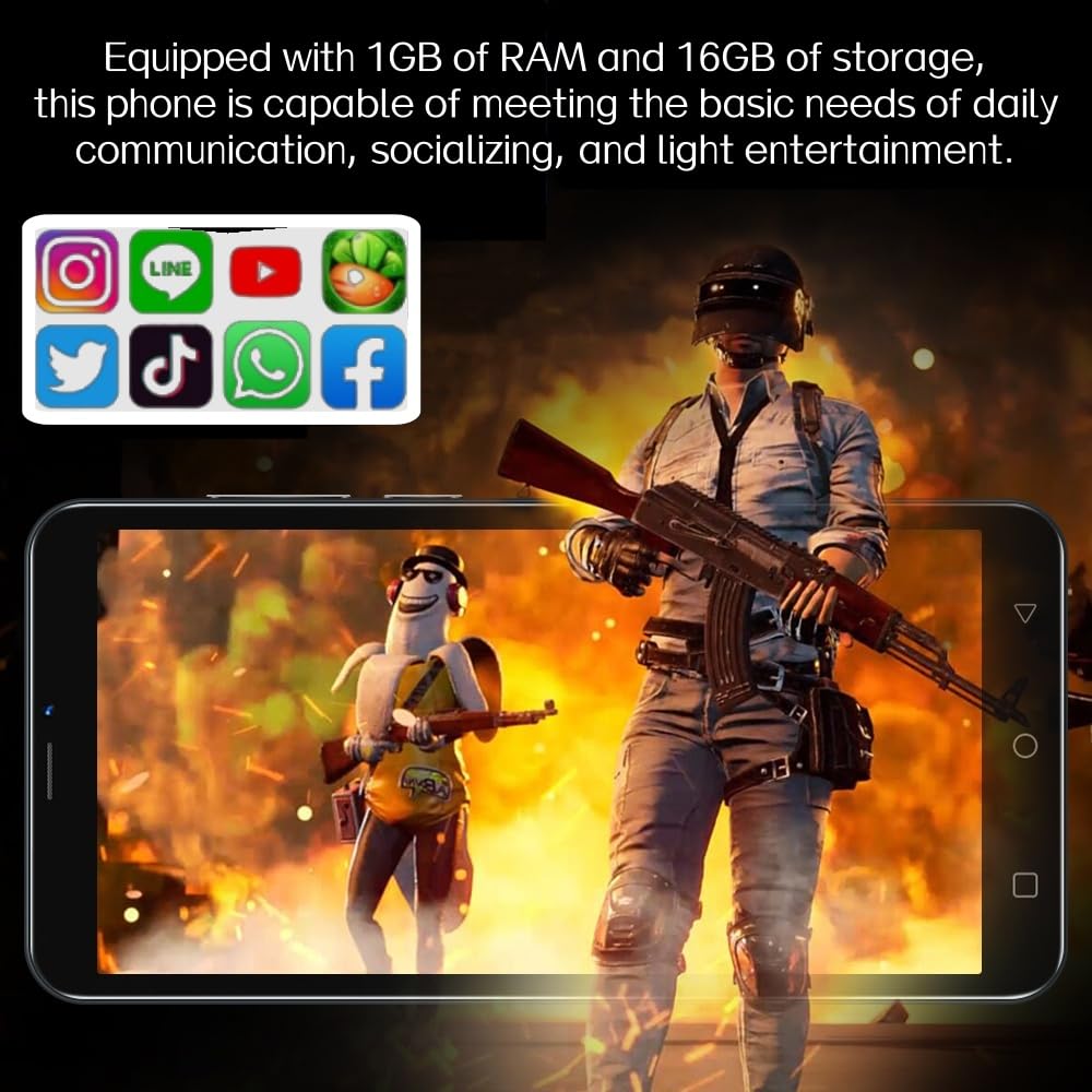 KostSell Mobile Phone, 5.0-inch Screen, Android 9.0 OS,16GB ROM (SD to 128GB), Dual SIM Dual Cameras,Face ID Unlock Cell Phones(Black)