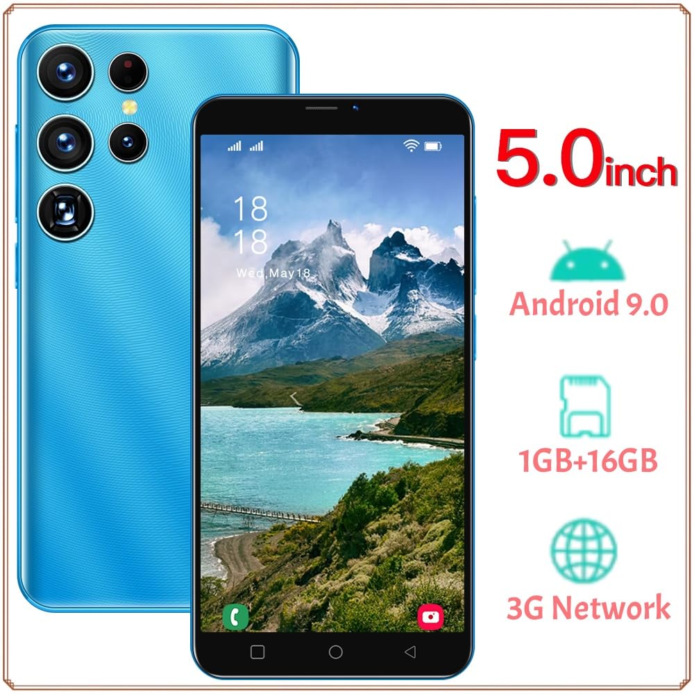 KostSell Mobile Phone, 5.0-inch Screen, Android 9.0 OS,16GB ROM (SD to 128GB), Dual SIM Dual Cameras,Face ID Unlock Cell Phones(Black)