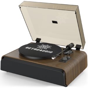 Record Player High-Fidelity Turntable with 2.1 Channel Sound System Built-in Subwoofer for Enhanced Bass, Vinyl Record Player with Magnetic Cartridge BT5.3 Playback RCA Out Aux in Belt-Drive 33/45RPM