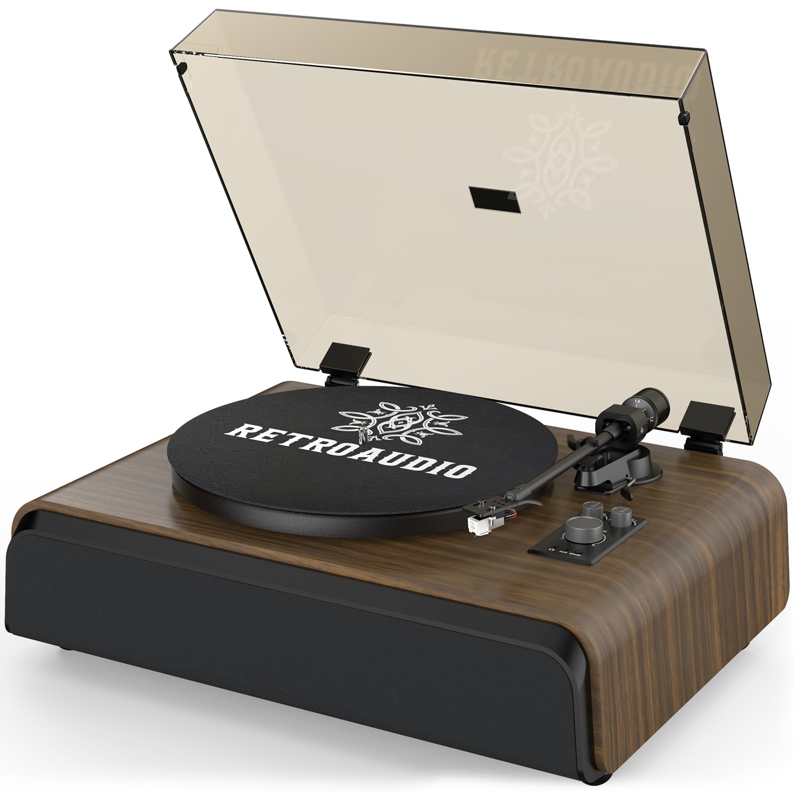 Record Player High-Fidelity Turntable with 2.1 Channel Sound System Built-in Subwoofer for Enhanced Bass, Vinyl Record Player with Magnetic Cartridge BT5.3 Playback RCA Out Aux in Belt-Drive 33/45RPM