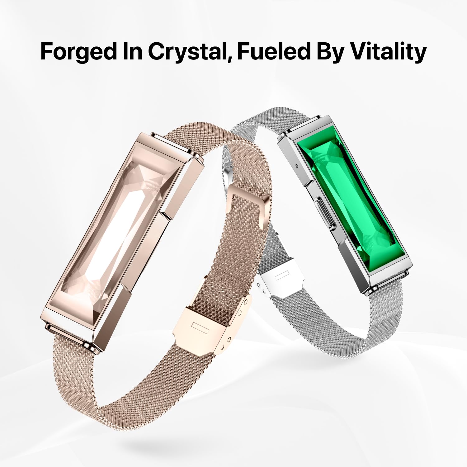 Smart Health Wristband, Wearable Activity & Fitness Tracker Band, 24/7 Sleep Tracker, All-Day Automatic Continuous Heart Rate Tracking, HRV Monitor, Blood Pressure, Stress, 2 Bands, with Free APP