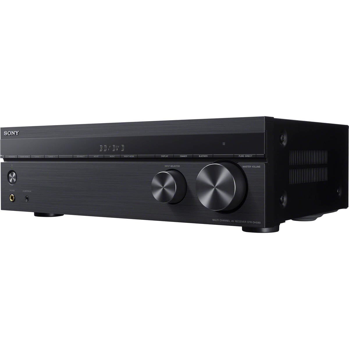 Sony STRDH590 5.2 Channel Surround Sound Home Theater Receiver: 4K HDR AV Receiver with Bluetooth, Black Bundle + H&A HDMI Cable & 100Ft 16 AWG Wire Cable + 6 Pairs Speaker Connector Banana Plugs