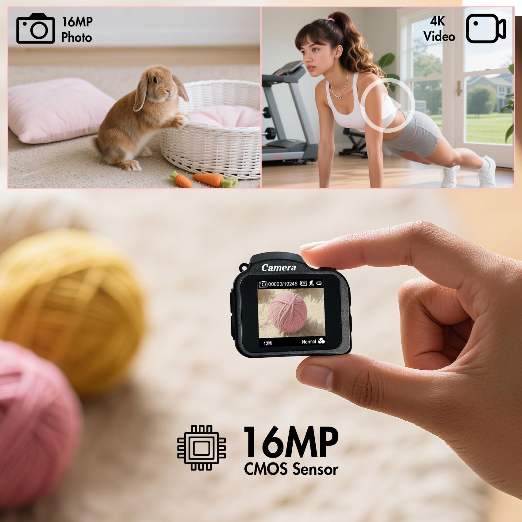 Tiny Camera with 1.54 in LCD Screen Mini Retro Digital Camera Y2K Camera 4K 32GB Card Monoreflexes Shaped CMOS Small Compact Portable Video Recorder Easy to Operate（Black）