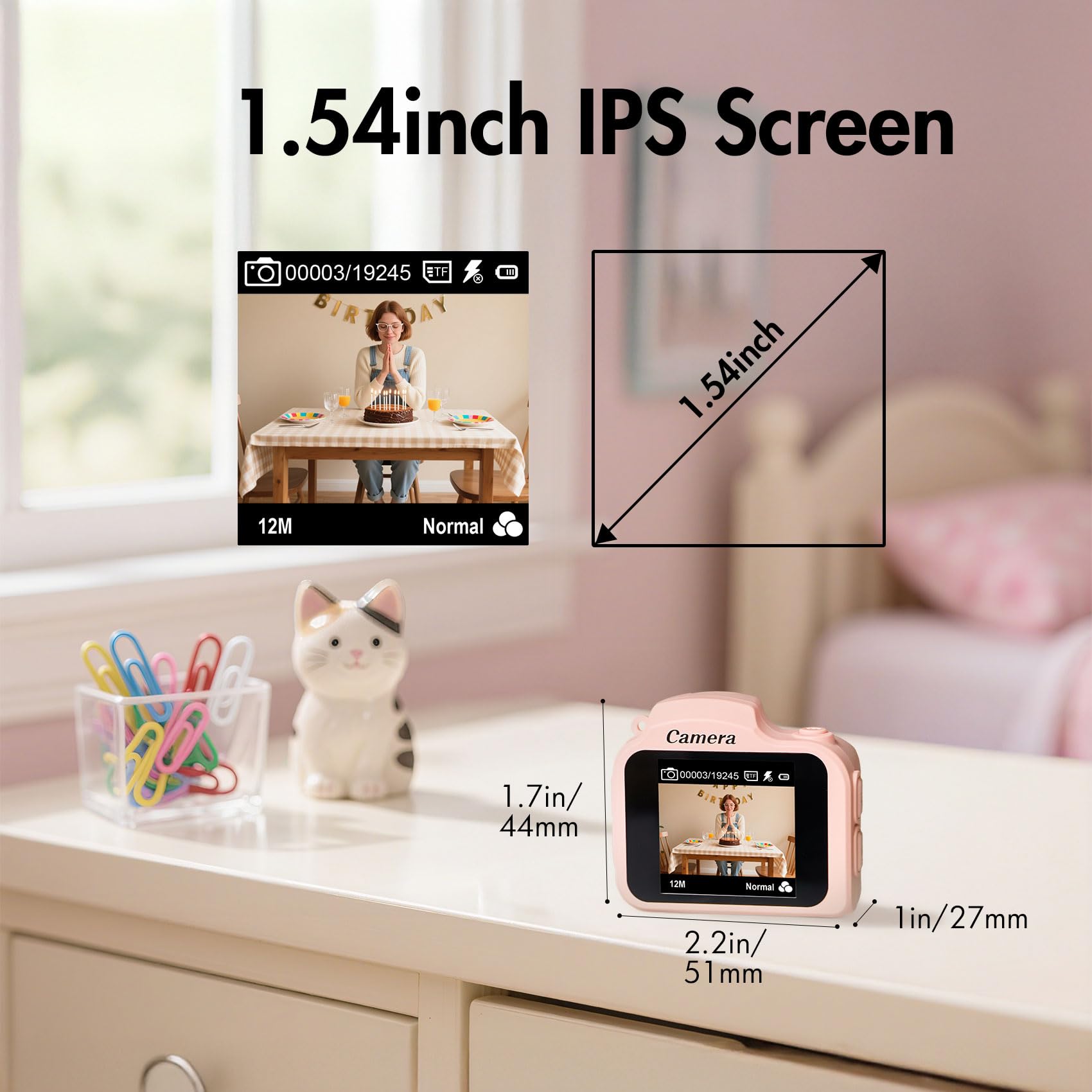 Tiny Camera with 1.54 in LCD Screen Mini Retro Digital Camera Y2K Camera 4K 32GB Card Monoreflexes Shaped CMOS Small Compact Portable Video Recorder Easy to Operate（Black）
