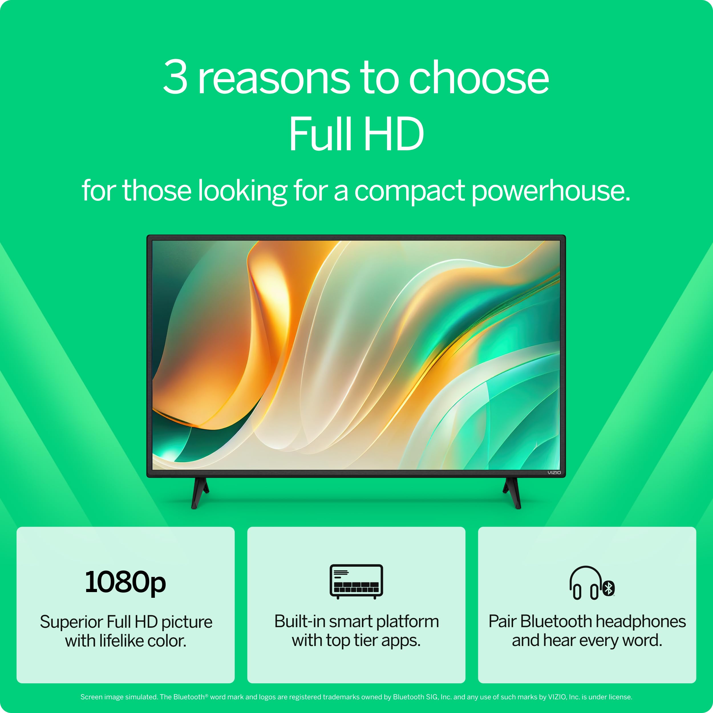 VIZIO 40-inch Full HD 1080p Smart TV with DTS Virtual: X, Alexa Compatibility, Chromecast Built-in, Bluetooth Headphone Capable (Renewed)