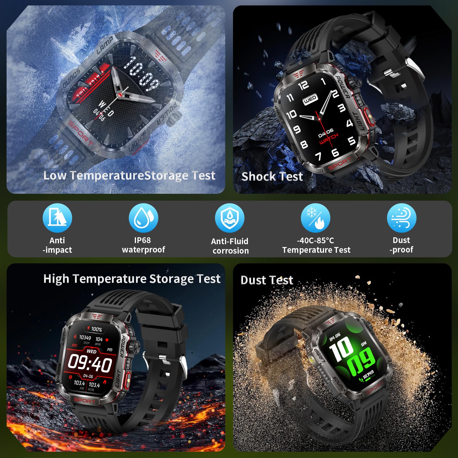YYKY Military Smart Watches for Men - 40 Days Battery Life, Compass & Flashlight - 2.01'' HD IP68 Waterproof Smart Watch, Fitness Tracker with Call, Heart Rate, Sleep Monitor,100+ Sport Modes