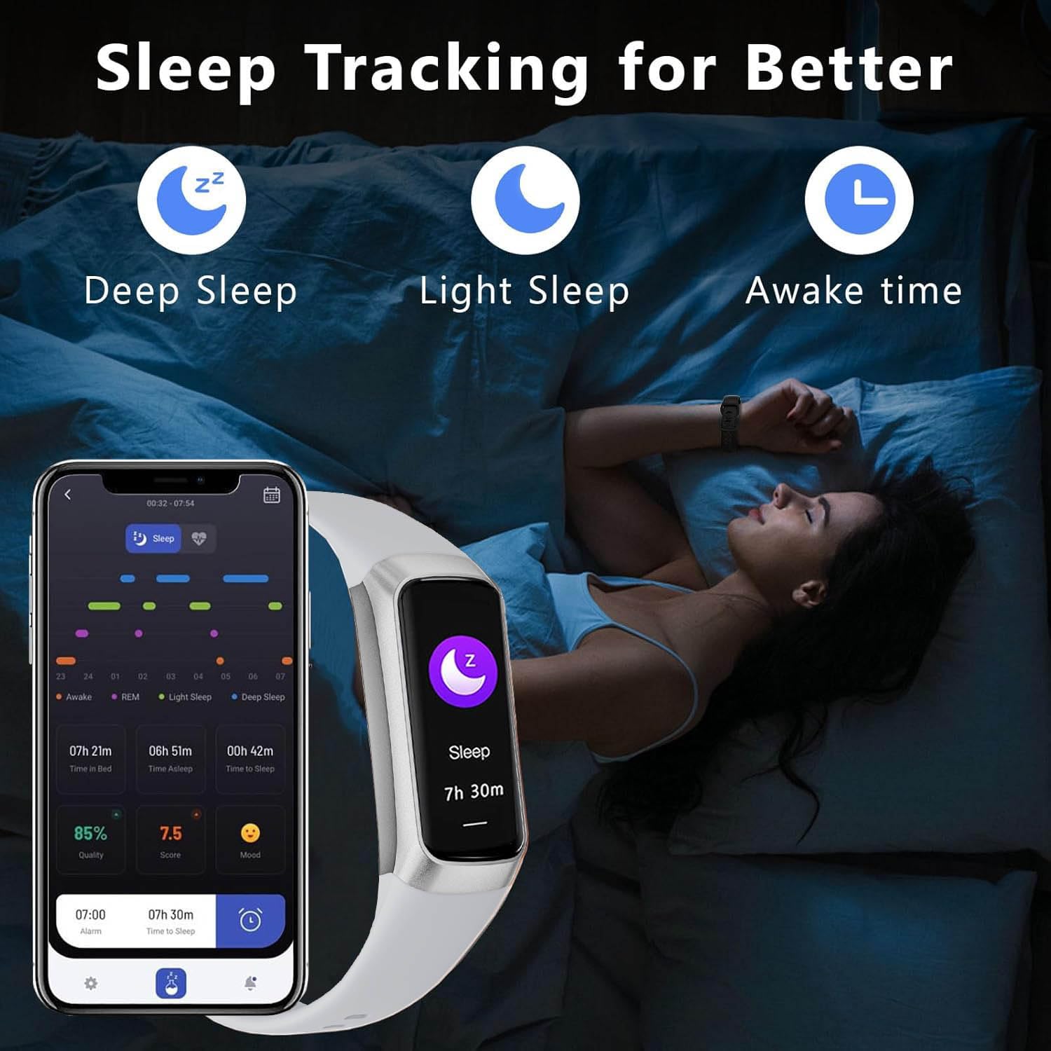 ZKSSGY Fitness Tracker with 24/7 Heart Rate Blood Oxygen Sleep Monitor,Activity Tracker with 1.1