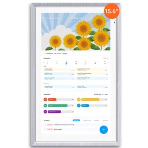 ApoloSign 15.6-inch Digital Calendar: Dual Mode Calendar with Google Play & Multi-calendar Sync, Electronic Planner & Chore Chart, Smart Touchscreen, Interactive Display for Family Schedules (Teak, 15.6″)