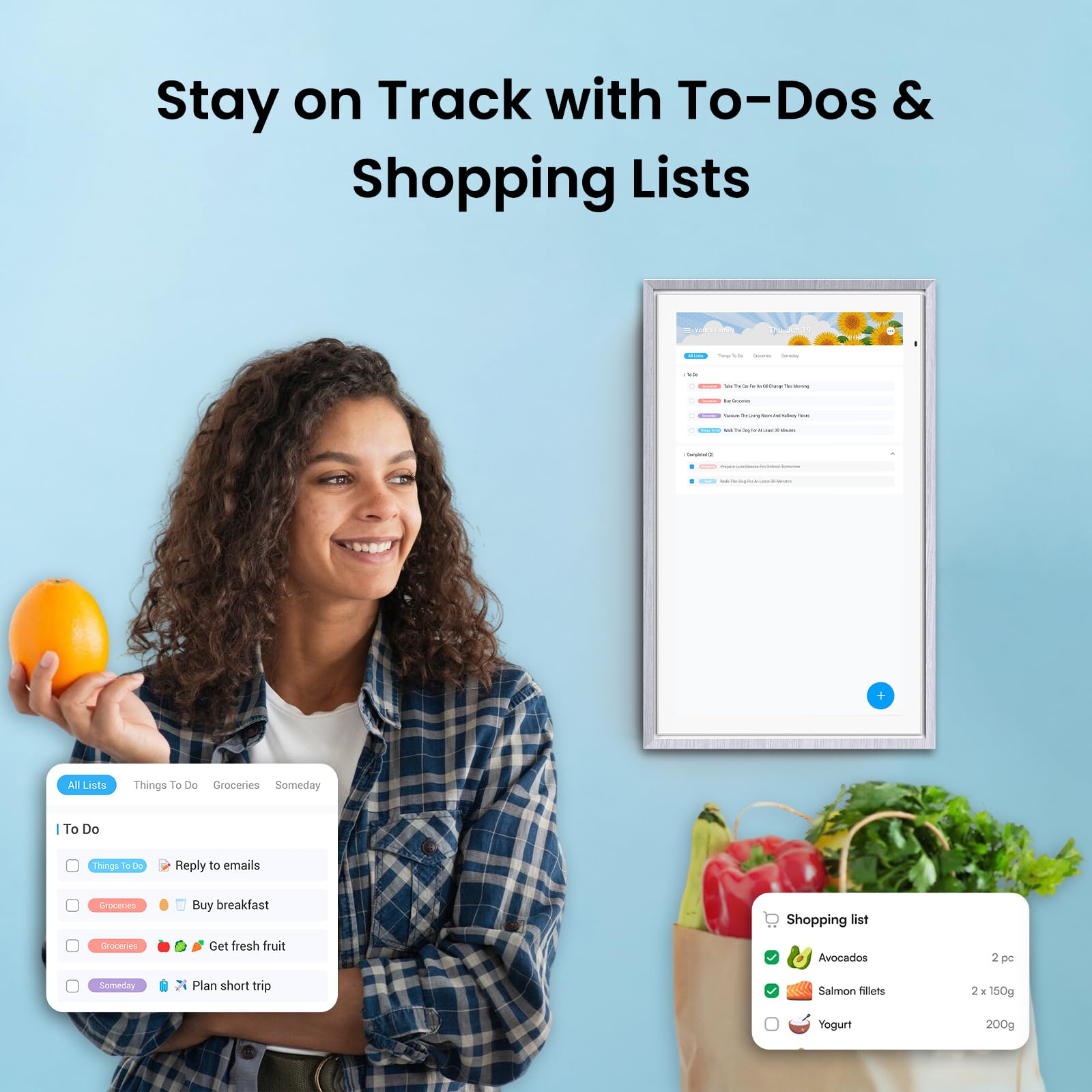 ApoloSign 15.6-inch Digital Calendar: Dual Mode Calendar with Google Play & Multi-calendar Sync, Electronic Planner & Chore Chart, Smart Touchscreen, Interactive Display for Family Schedules (Teak, 15.6