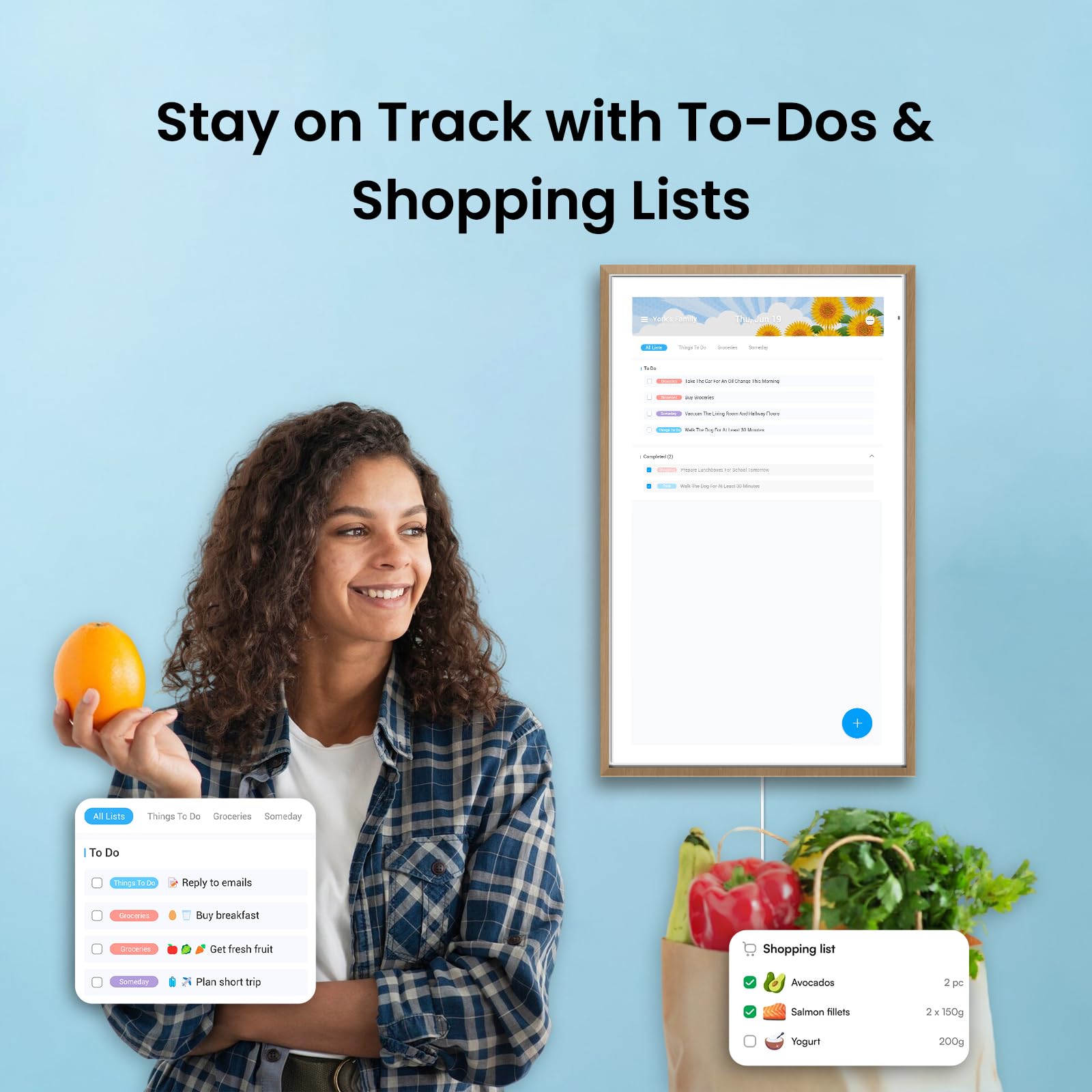 ApoloSign Digital Calendar: Electronic CalendarSmart Touchscreen Interactive Display for ChoreChart, Family Schedules Planner, Supports All Appsvia Google Play (Teak Wood)