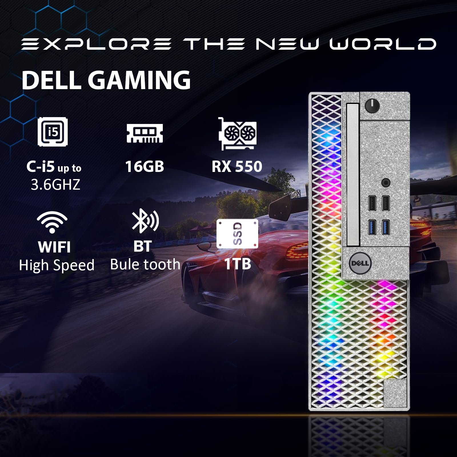Dell OptiPlex 7050 Desktop Computer PC, Intel Core i5 7500 3.40GHz 16GB DDR4 RAM, 1TB SSD, Built-in Wi-Fi, Bluetooth, Windows 11 Pro, 4K Support HD Graphics 630 (Renewed)