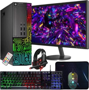 Dell OptiPlex Desktop RGB Computer PC, Intel Core i7 Quad-Core Processor, 16GB RAM, 512GB SSD, 24 Inch HDMI Monitor, RGB Keyboard Mouse and Headset, WiFi, Windows 11 Pro (Renewed)
