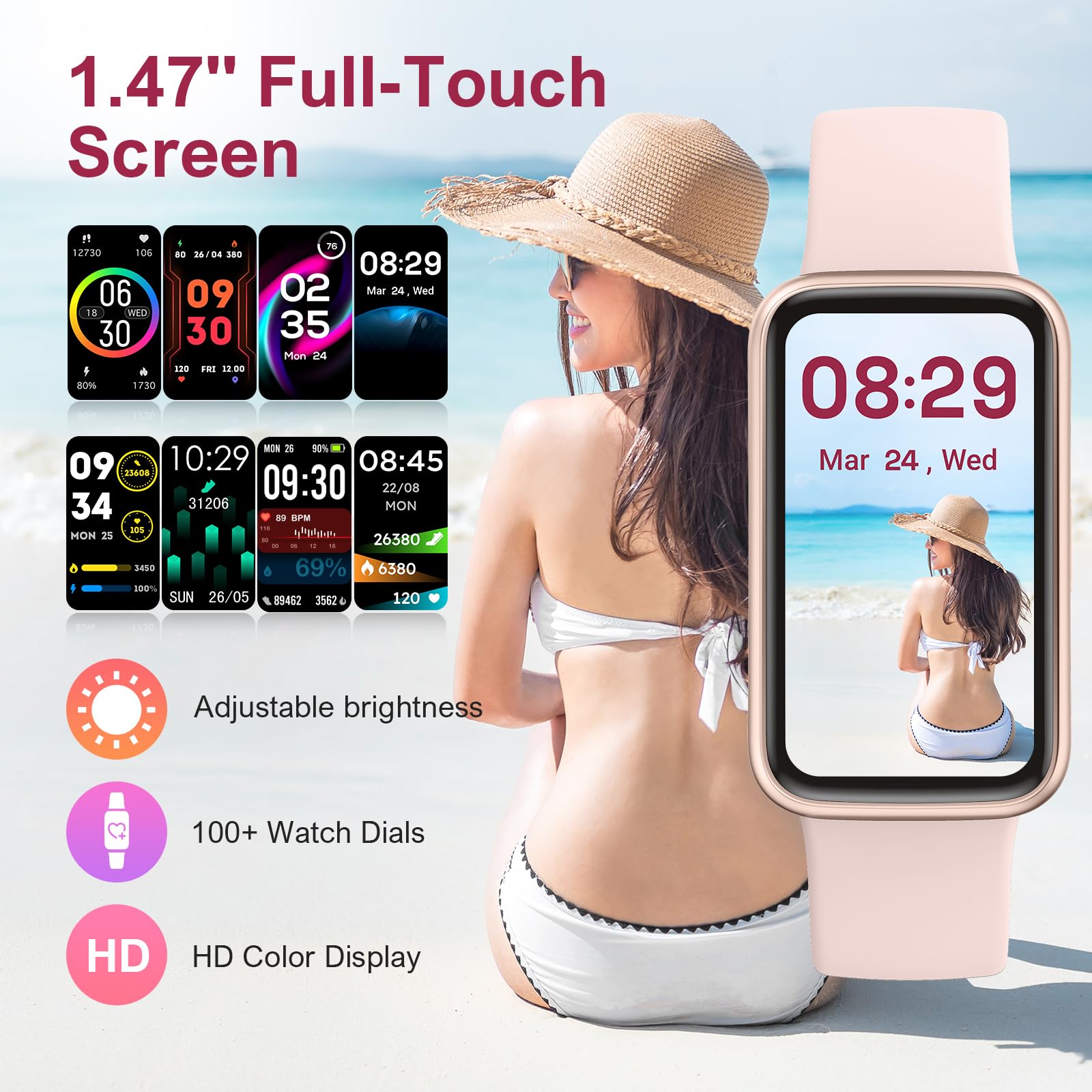 Fitness Tracker,Smart Watch with 24/7 Heart Rate Blood Oxygen Sleep Monitor,1.47