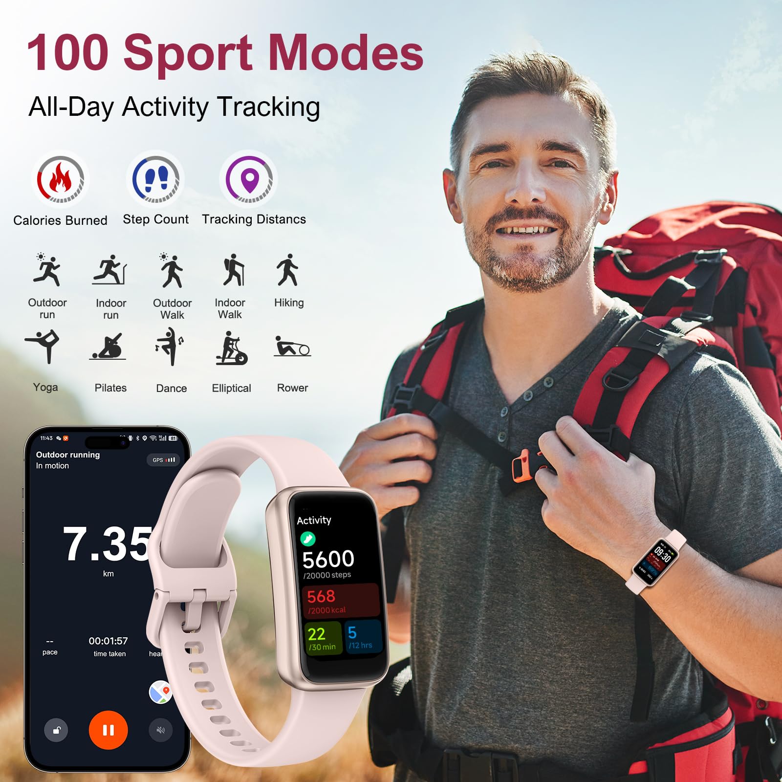 Fitness Tracker,Smart Watch with 24/7 Heart Rate Blood Oxygen Sleep Monitor,1.47