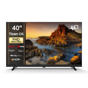 FPD 40 Inch Smart TV 1080p Full HD Powered by Tizen OS Compatible with Dolby Audio, HDR 10, HDMI, Voice Control, WiFi, Bluetooth, Built-in Google Cast, Flat Screen Television (AT40-P1, 2025)