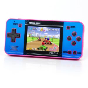 Handheld Game for Kids ，Built-in 220 32-bit Video Games, 3.0” IPS Screen, Rechargeable Portable Game , Travel Mini Arcade Electronic Toys Gift for Boys and Girls (Pink+Blue)