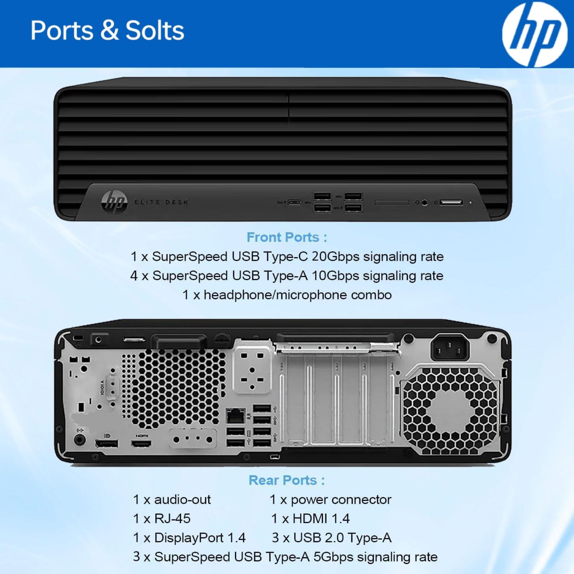HP EliteDesk 805 G9 SFF Business Desktop Computer, AMD Ryzen 5 8500G, 32GB DDR5, 1TB PCIe SSD, Radeon 740M Graphics, Dual 4K Display Support, USB-C, HDMI, RJ-45, Wi-Fi, Wired KB & Mouse, Win11 Pro