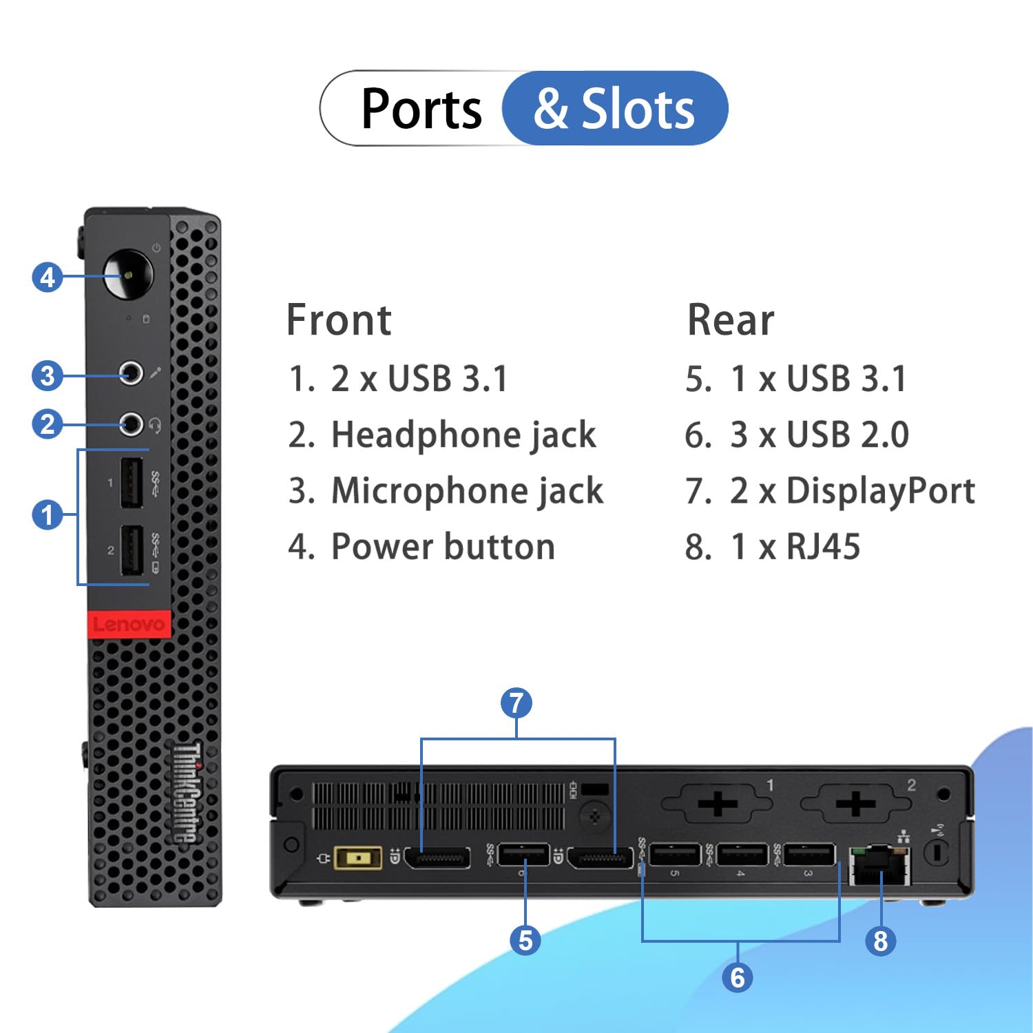 Lenovo ThinkCentre M625q Tiny Business MFF Desktop, Dual Core A4 9120C, 16GB RAM, 256GB SSD, DP, Type-C, Support 2-Monitor 4K, RJ-45, Wi-Fi, Windows 11 Pro, Black, for Home Office & Corporate