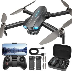 MCJDHJJ Drone with Camera for Adults, Kids and Beginners, 1080P HD FPV, Brushless Motor Quadcopter, Waypoint Fly, 360°Flip, Headless Mode, Altitude Hold, Optical Flow, RTF Foldable with Carrying Case