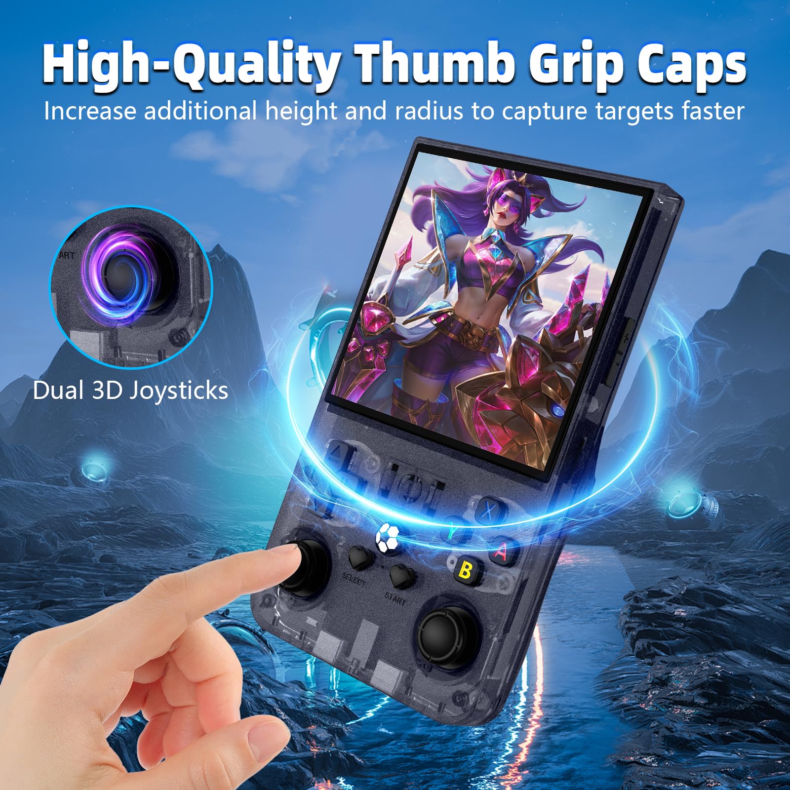 R36MAX Retro Handheld Game Console, 4.0 Inch IPS HD Screen Retro Gaming Console, Linux System, 20＋Mainstream Emulator Games Retro Game Console, 4000mAh Battery, Built-in 64G TF Card, Black
