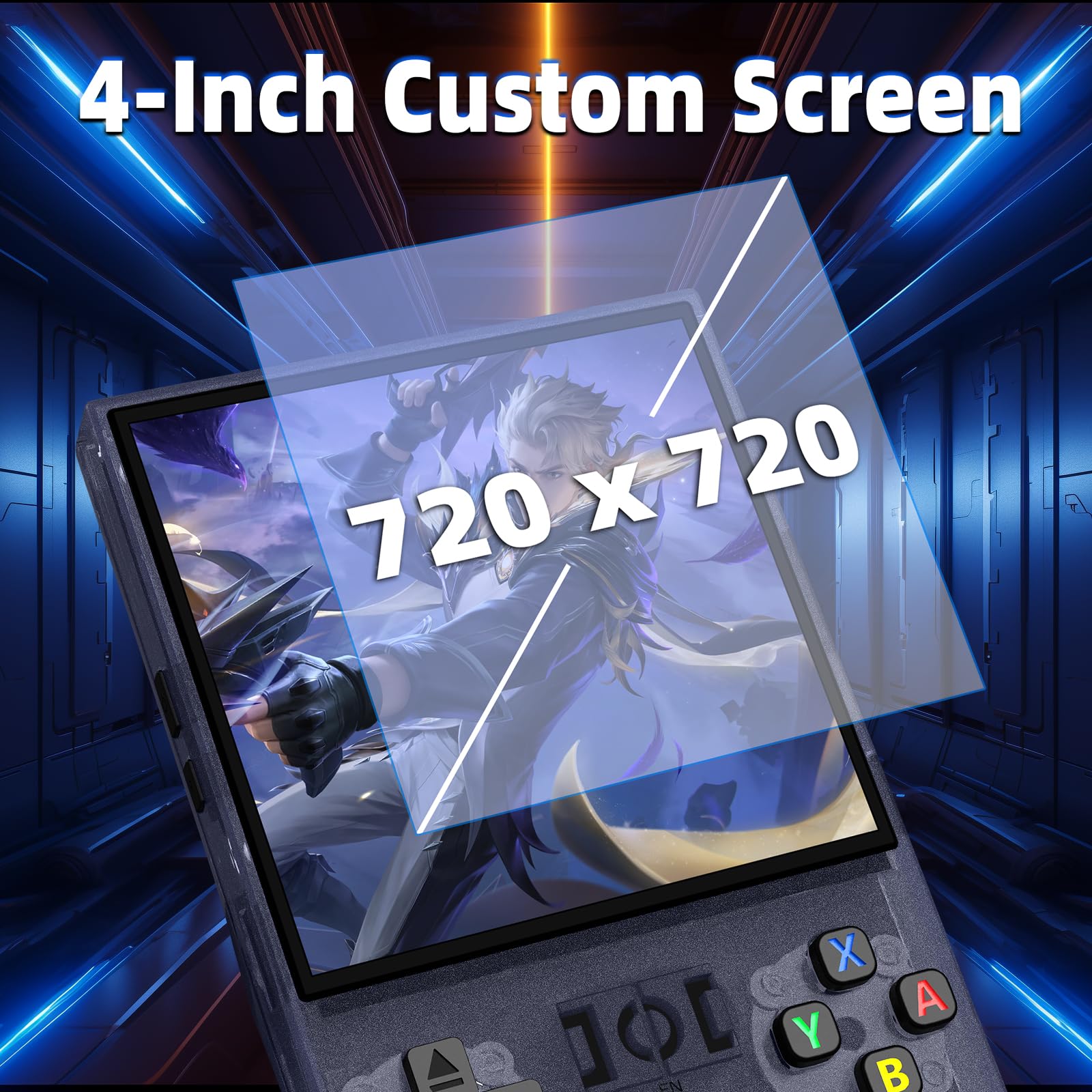 R36MAX Retro Handheld Game Console, 4.0 Inch IPS HD Screen Retro Gaming Console, Linux System, 20＋Mainstream Emulator Games Retro Game Console, 4000mAh Battery, Built-in 64G TF Card, Black