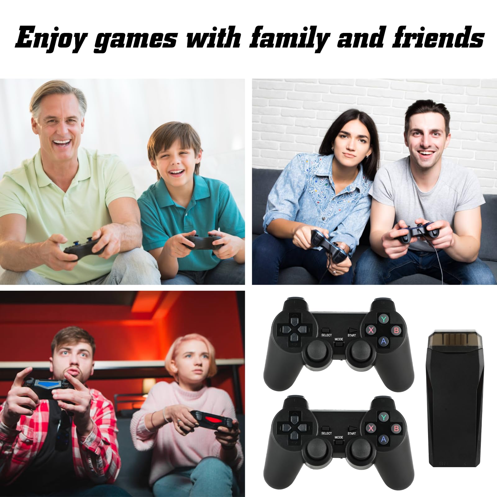 Retro Game Console, Wireless Retro Game Console, Built-in 9 Emulators, 4K HDMI Output, Dual 2.4GHz, Built-in 24500 Games, Plug and Play Video Games, Deep Black
