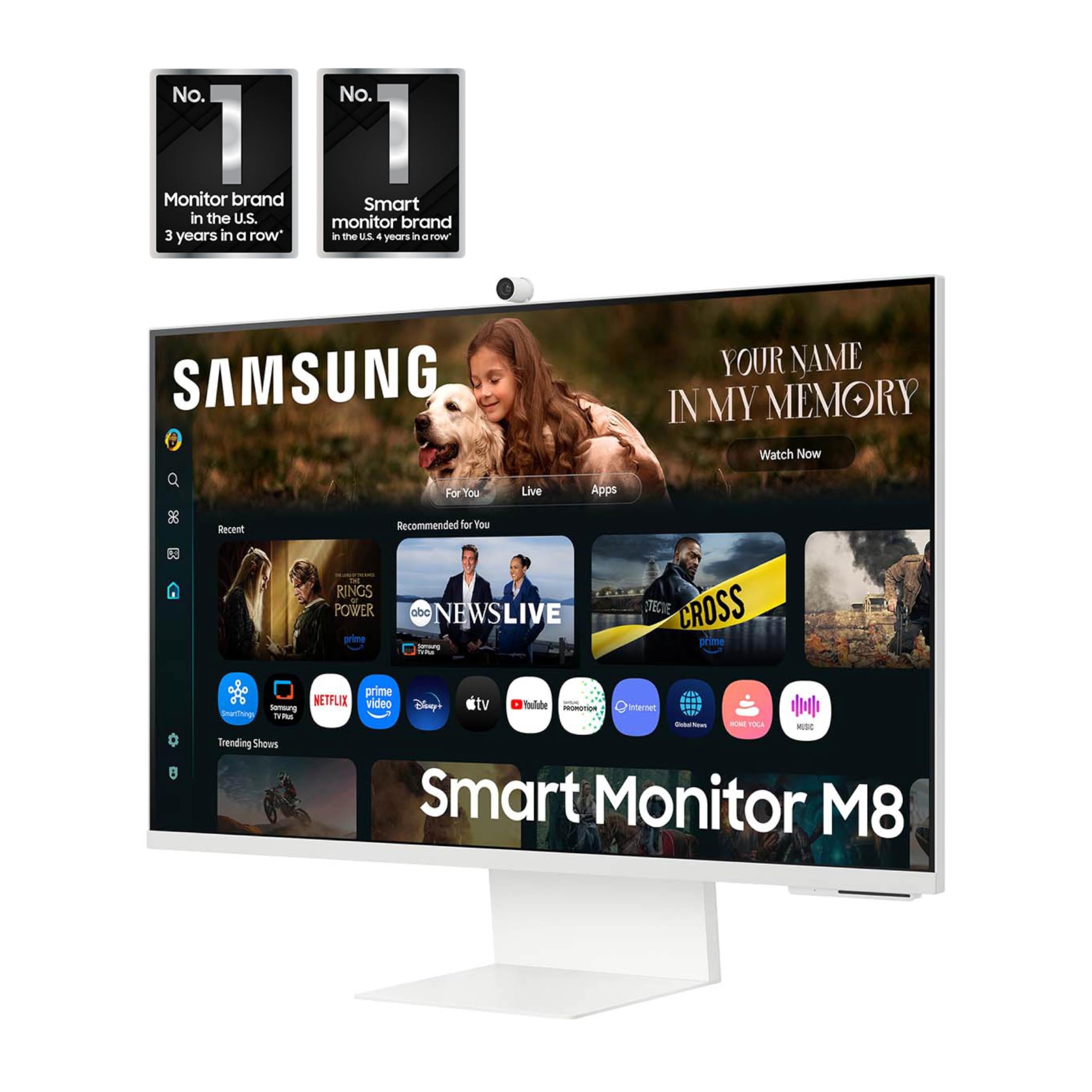 SAMSUNG 32” Smart Monitor M8 (M80F) 4K UHD Display, Samsung Vision AI, Smart TV Apps, Gaming Hub, USB-C, HDMI and USB-A, White, LS32FM803UNXZA, 2025