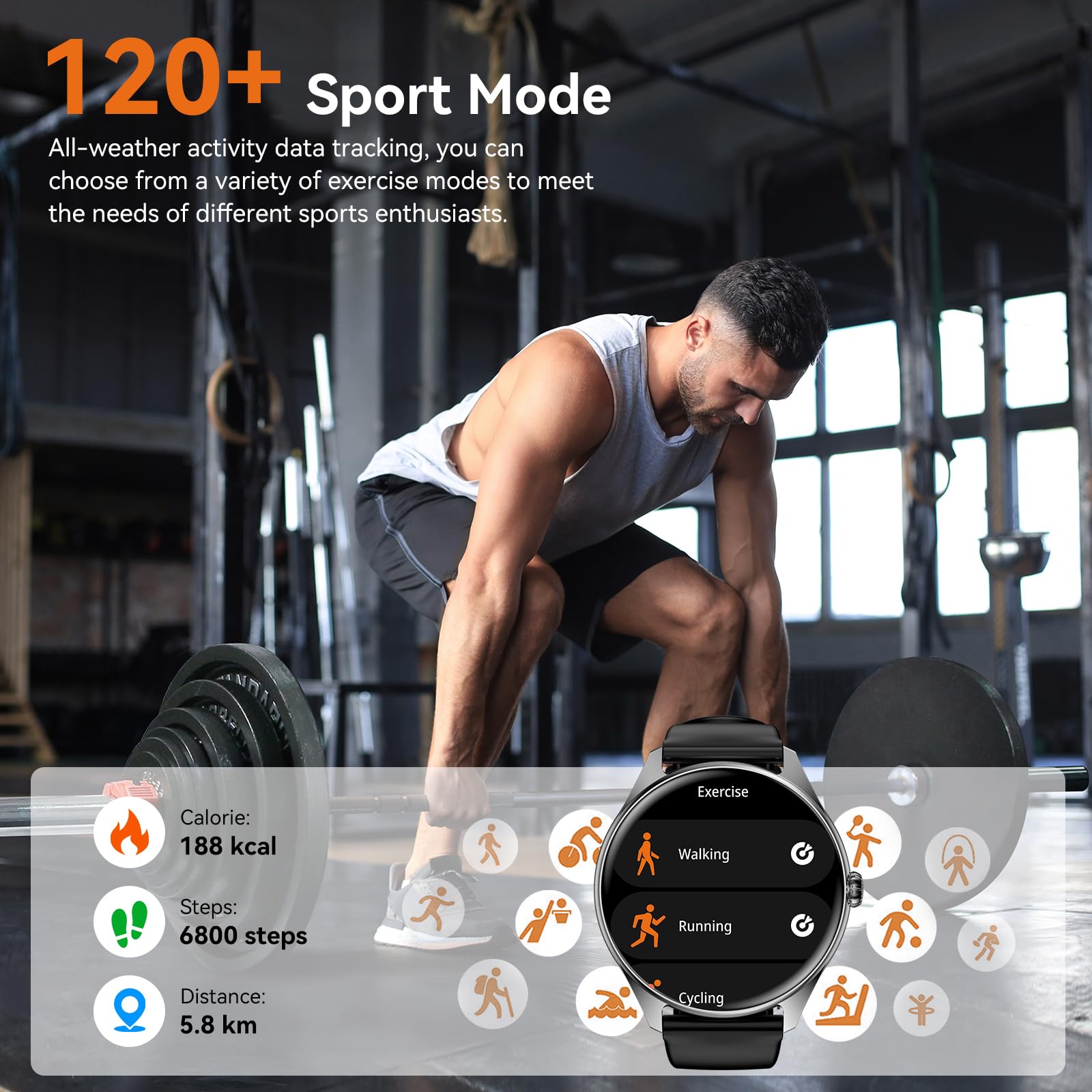 Smart Watches for Men Women, 1.43