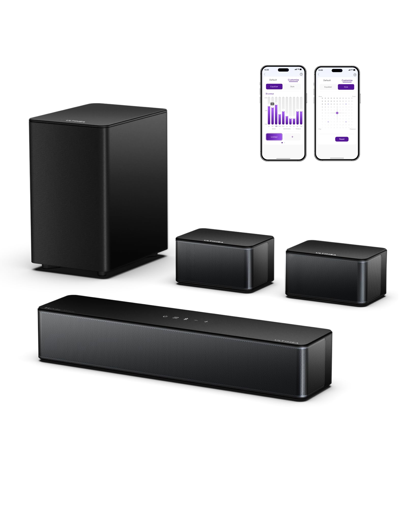 ULTIMEA 5.1CH Surround Sound Bar with Subwoofer, Dolby Atmos, VoiceMX, BassMX, APP, 300W Soundbar for Smart TV, Home Theater Surround Sound System for TV, BT 5.4, Poseidon M60 (2025 Model)