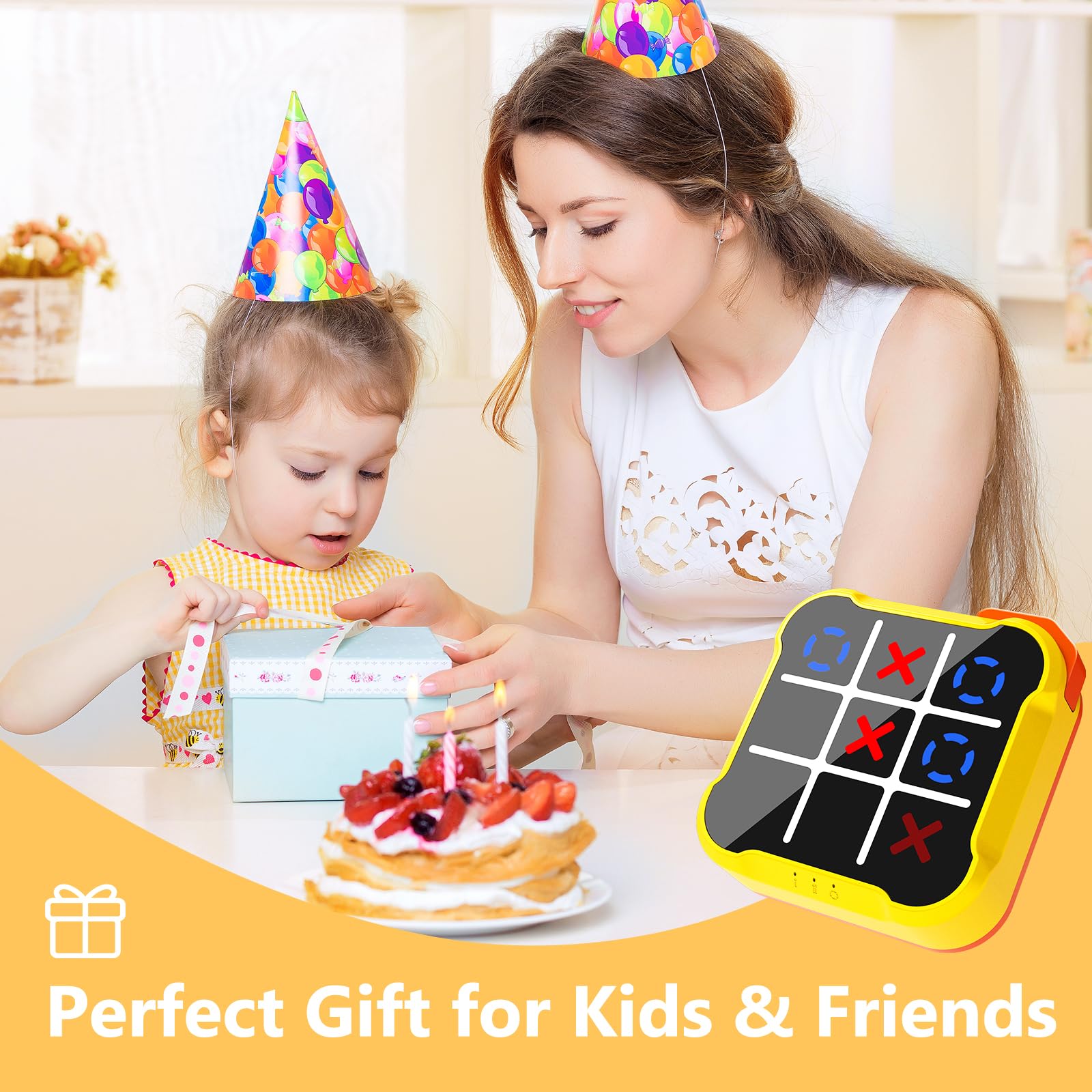 VISREFUR Tic Tac Toe Game, 3-in-1 Board Game Machine, Handheld Electronic Puzzle Game, Portable Travel Game for Trip, Office Break, Queue Time, Birthday Gift for Kids Adult