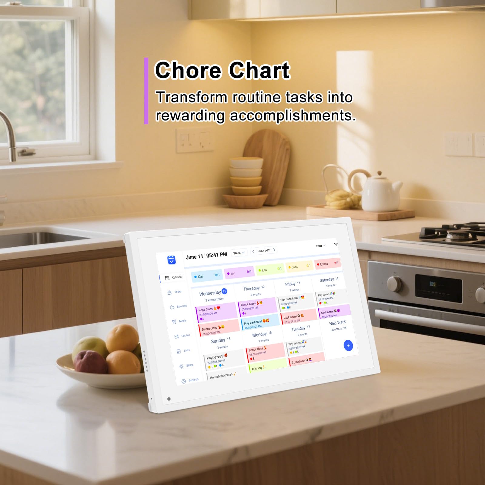 10.1 inch Wall Planner Digital Calendar & Chore Chart,Smart Touchscreen Interactive Display for Family Schedules,Hearth Display Digital Calendar,Electronic Picture Frame Share Moments from Anywhere