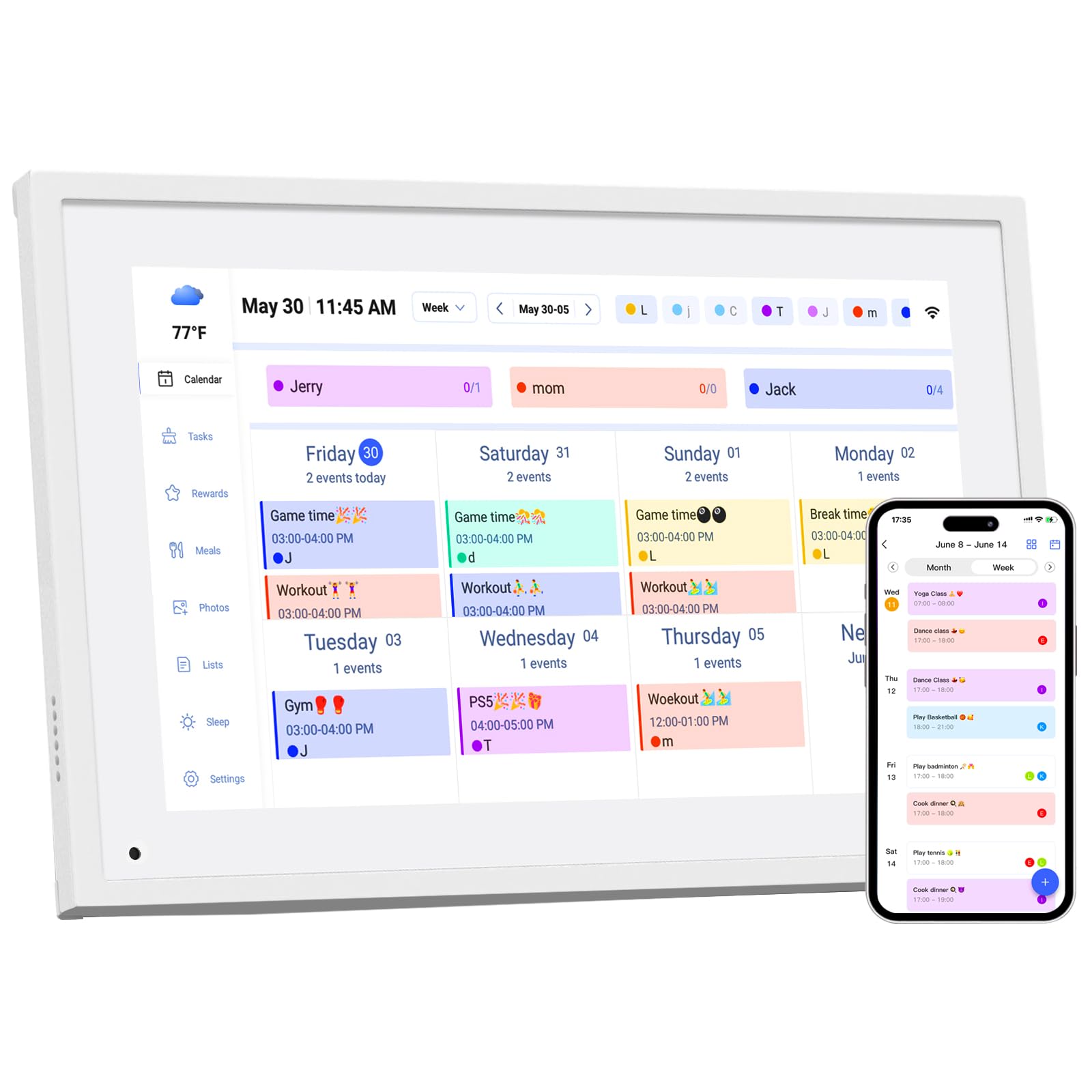 10.1 inch Wall Planner Digital Calendar & Chore Chart,Smart Touchscreen Interactive Display for Family Schedules,Hearth Display Digital Calendar,Electronic Picture Frame Share Moments from Anywhere