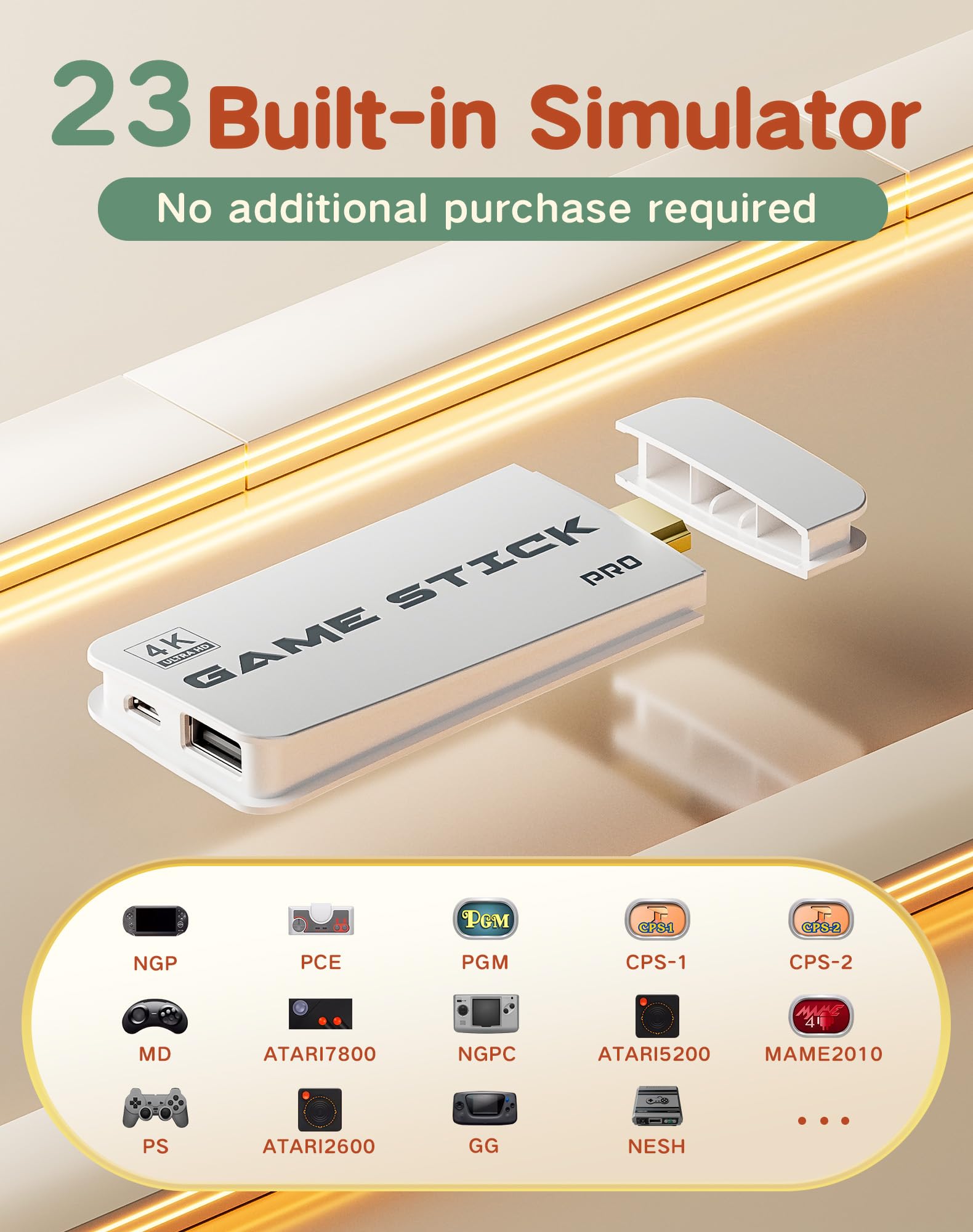 2026 Retro Gaming Console, 20K+ Classic Games, 23 Emulators, 4K HDMI Game Stick with Upgraded Dual 2.4G Wireless Controllers 64GB, Plug-and-Play Video Game Console for TV (White)