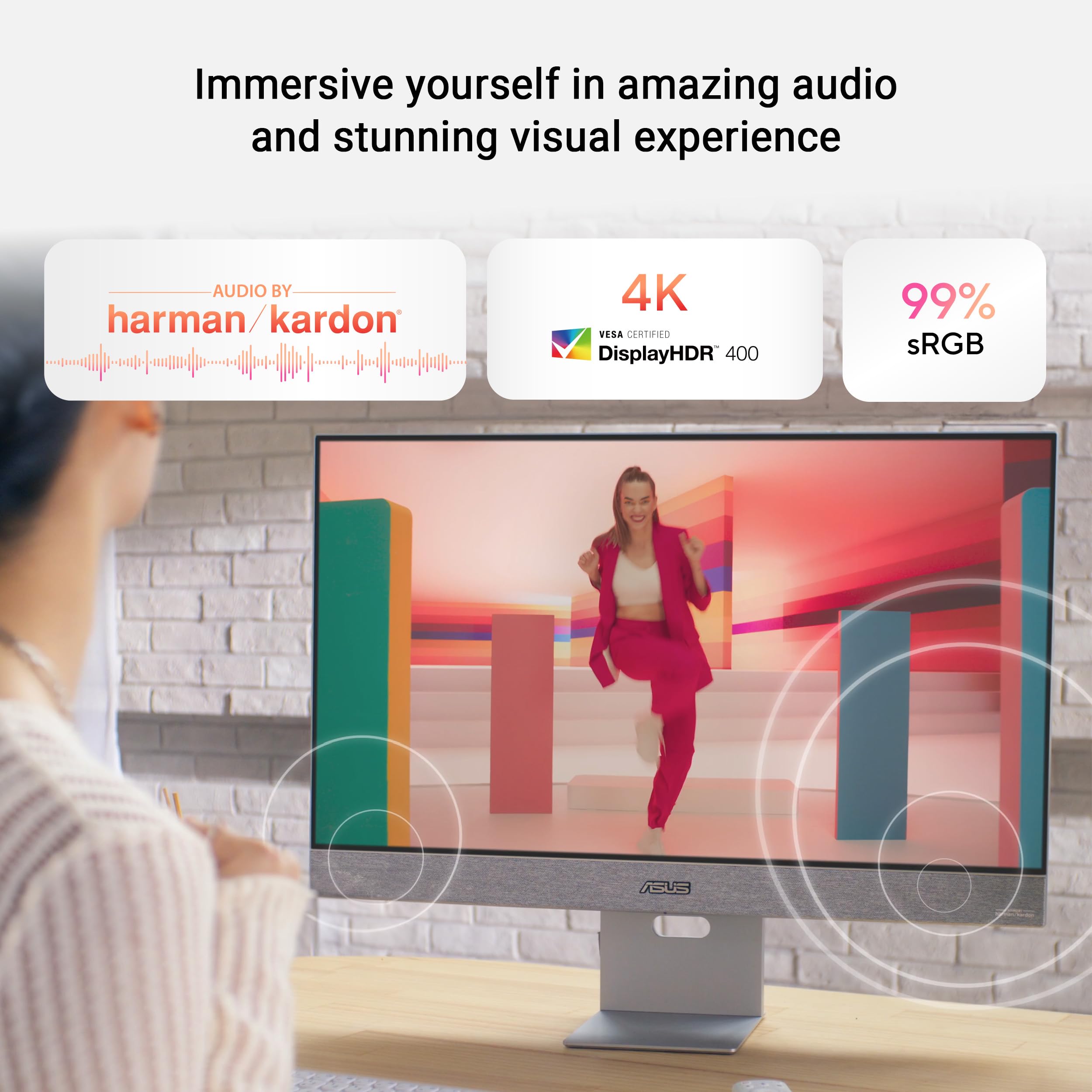 ASUS ZenScreen 31.5” 4K USB-C Smart Monitor (MS32UC) - UHD (3840 x 2160) IPS, 98% DCI-P3, GoogleTV, Harman Kardon Speakers, USB-C (90W PD), Wireless Display, Netflix and YouTube, 3 yr Warranty