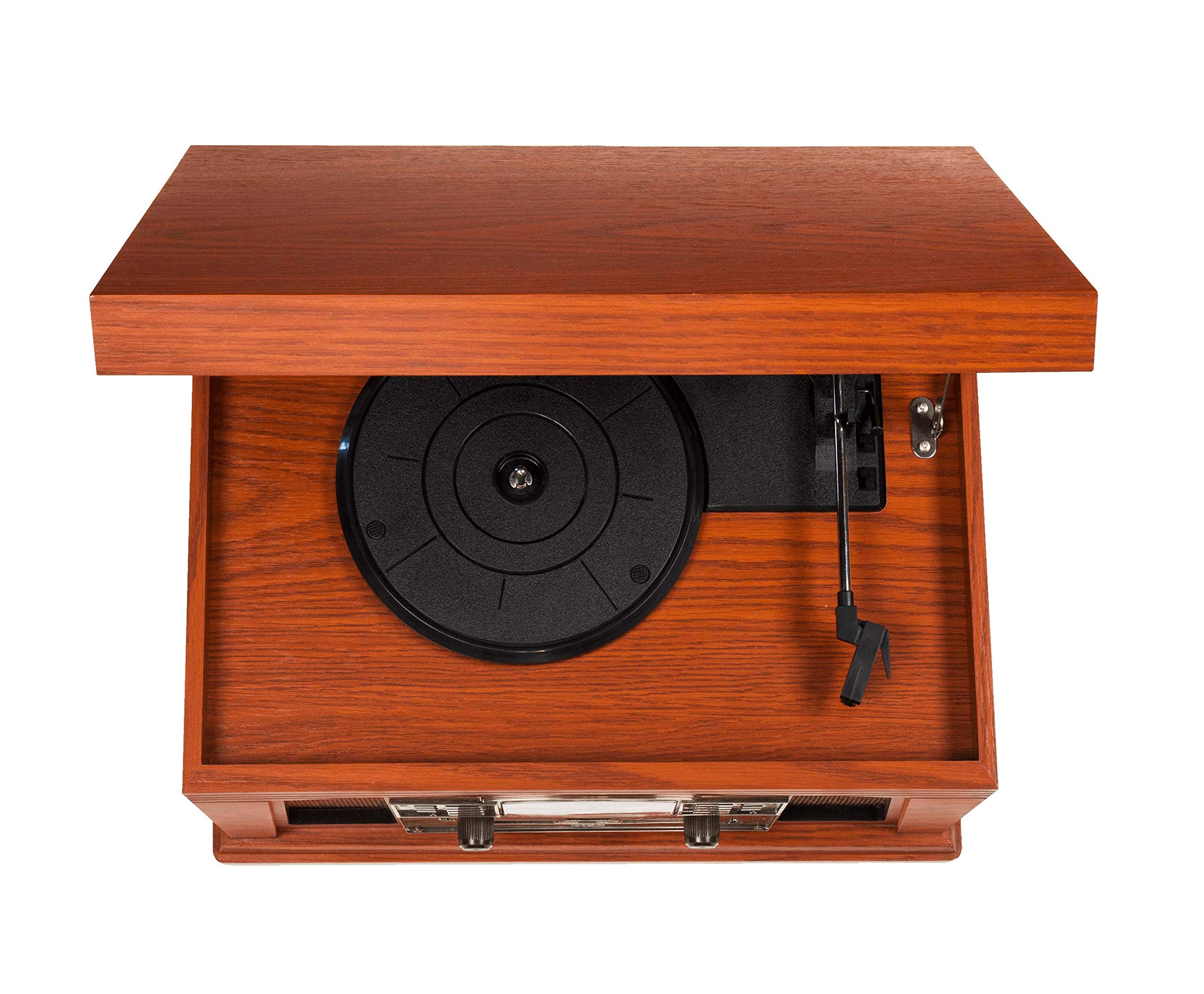 Crosley CR42D-PA Lancaster 3-Speed Turntable with Radio, CD/Cassette Player, Aux-in and Bluetooth, Paprika