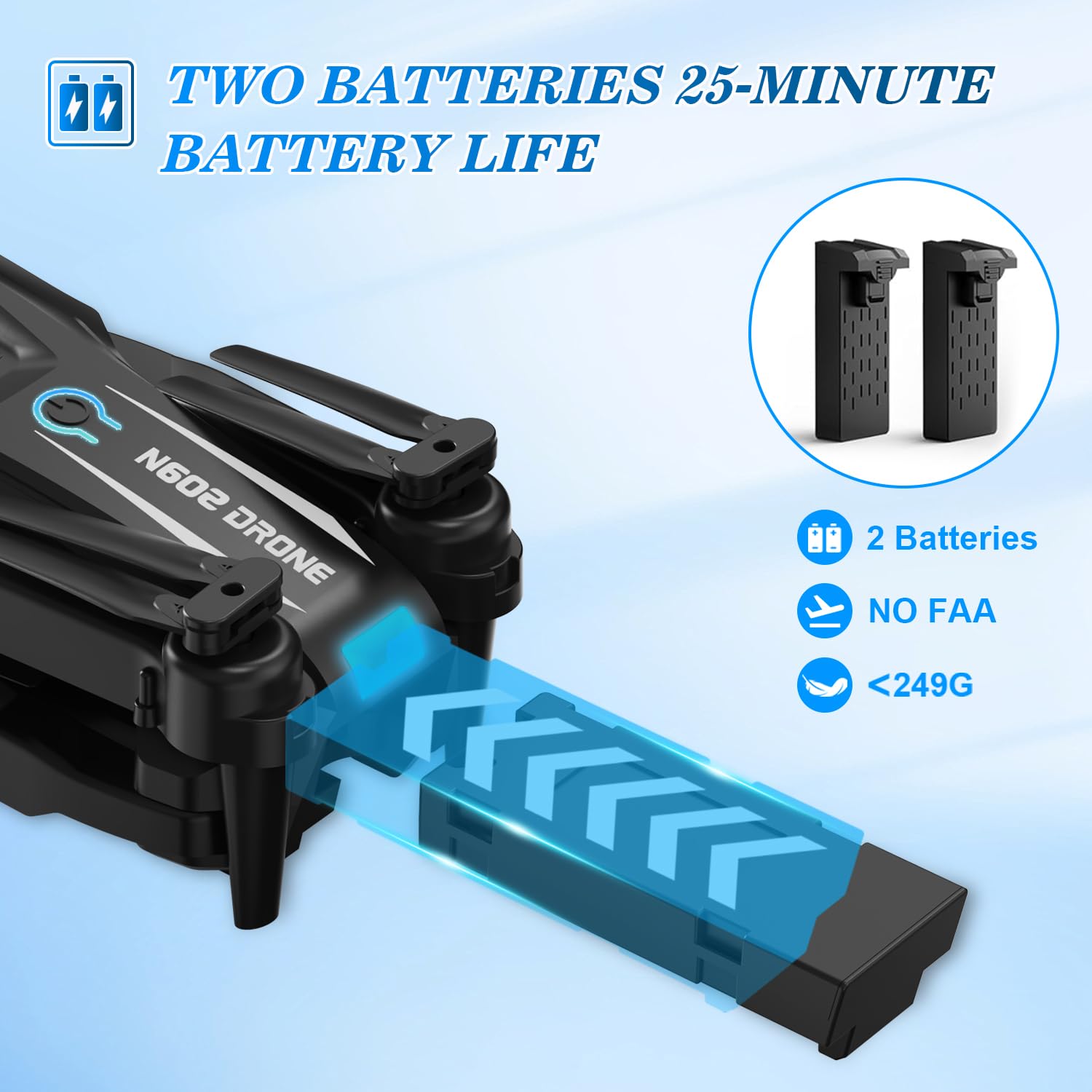 Drone with Camera 1080P HD, Mini Drone for Beginners Kids Adults, RC Quadcopter with 2 Batteries, Carrying Case, Stable Hover, Trajectory Flight, Gravity Control, One Key Take Off/Land, Black