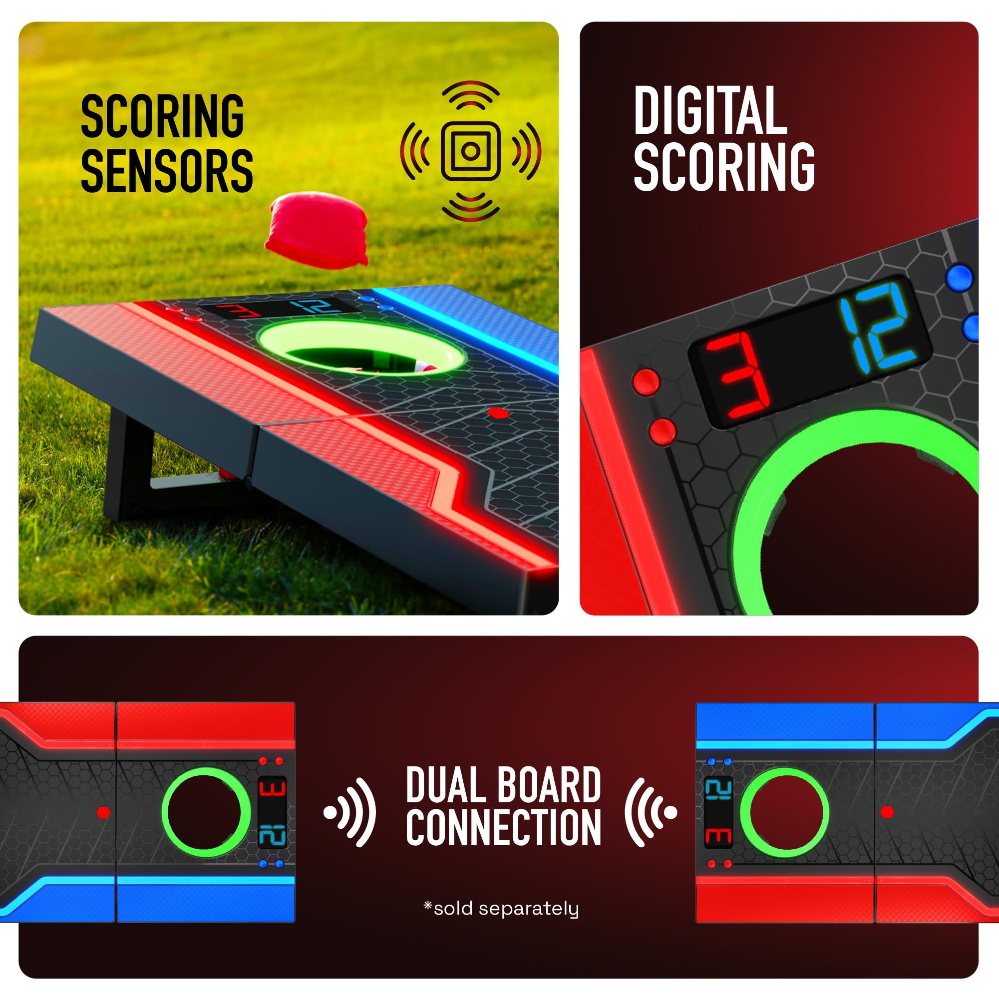 Electronic Cornhole Board Set, Auto Scoring, Incl 1 Corn Hole Board 1 Remote & 8 Bean Bags, Outdoor & Camping Games Gift Ideas, Birthday Gifts for Kids, Teens, Adults, Boys, Girls Ages 8-12+ Years Old