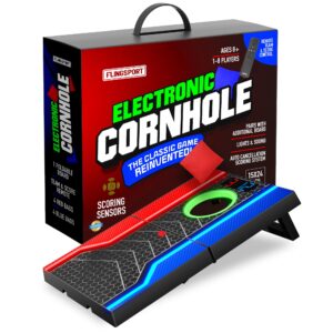 Electronic Cornhole Board Set, Auto Scoring, Incl 1 Corn Hole Board 1 Remote & 8 Bean Bags, Outdoor & Camping Games Gift Ideas, Birthday Gifts for Kids, Teens, Adults, Boys, Girls Ages 8-12+ Years Old
