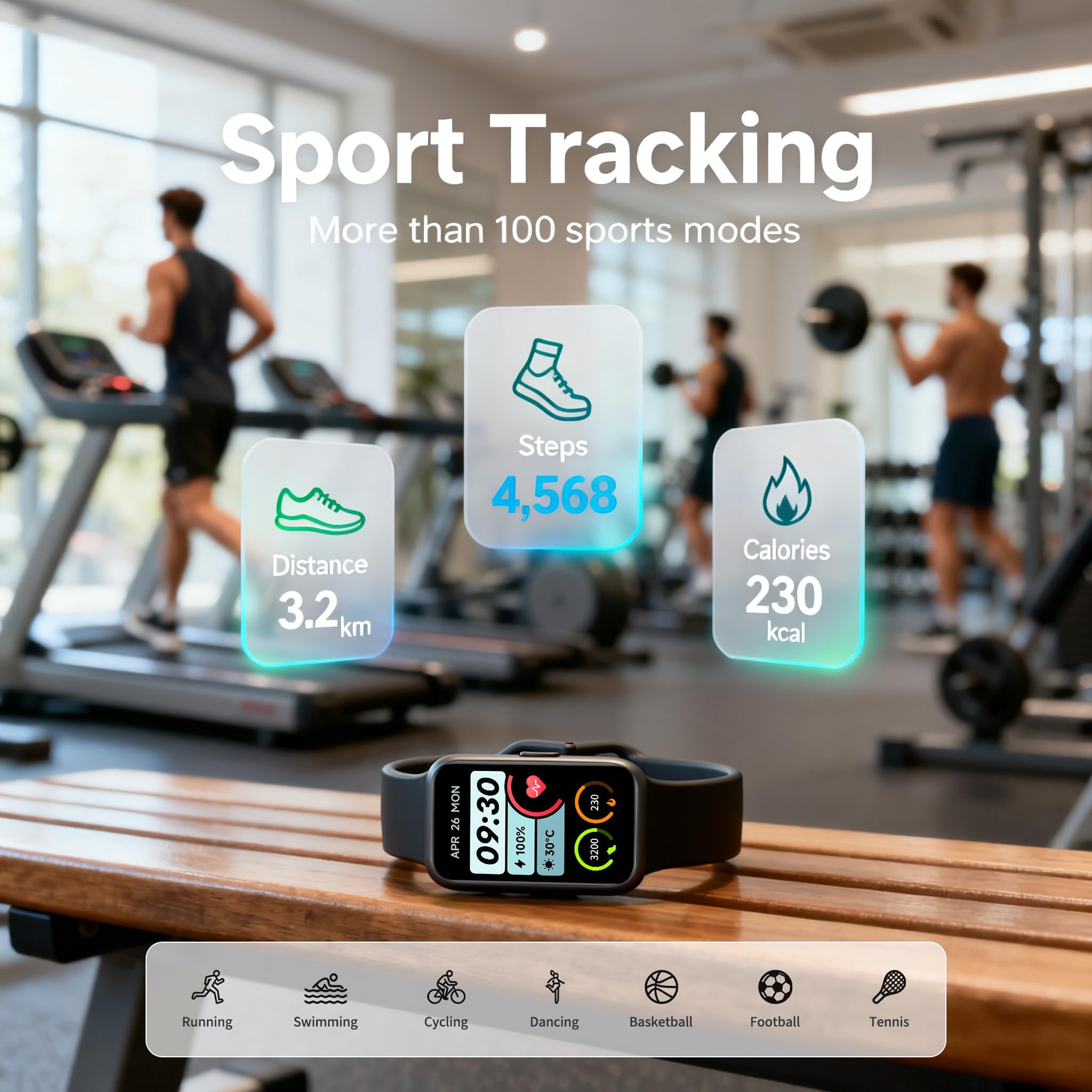 Fitness Tracker Smart Watch for Men Women, 1.47