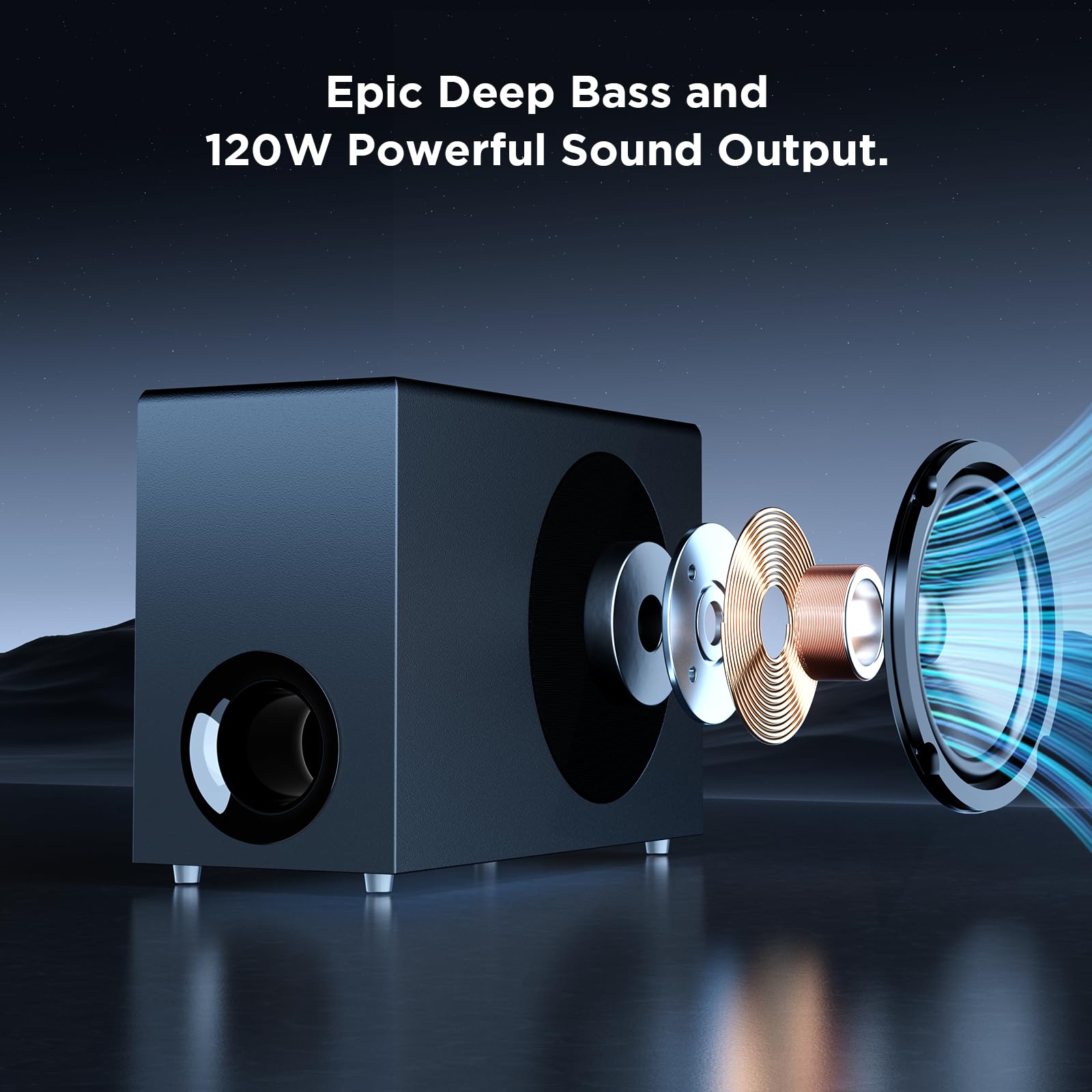 MZEIBO Sound Bar with Subwoofer,120W Soundbar for Smart TV Surround Sound Home Theater System Bluetooth 5.3 Audio Compatible with ARC, AUX, Optical