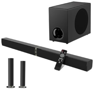 MZEIBO Sound Bar with Subwoofer,120W Soundbar for Smart TV Surround Sound Home Theater System Bluetooth 5.3 Audio Compatible with ARC, AUX, Optical