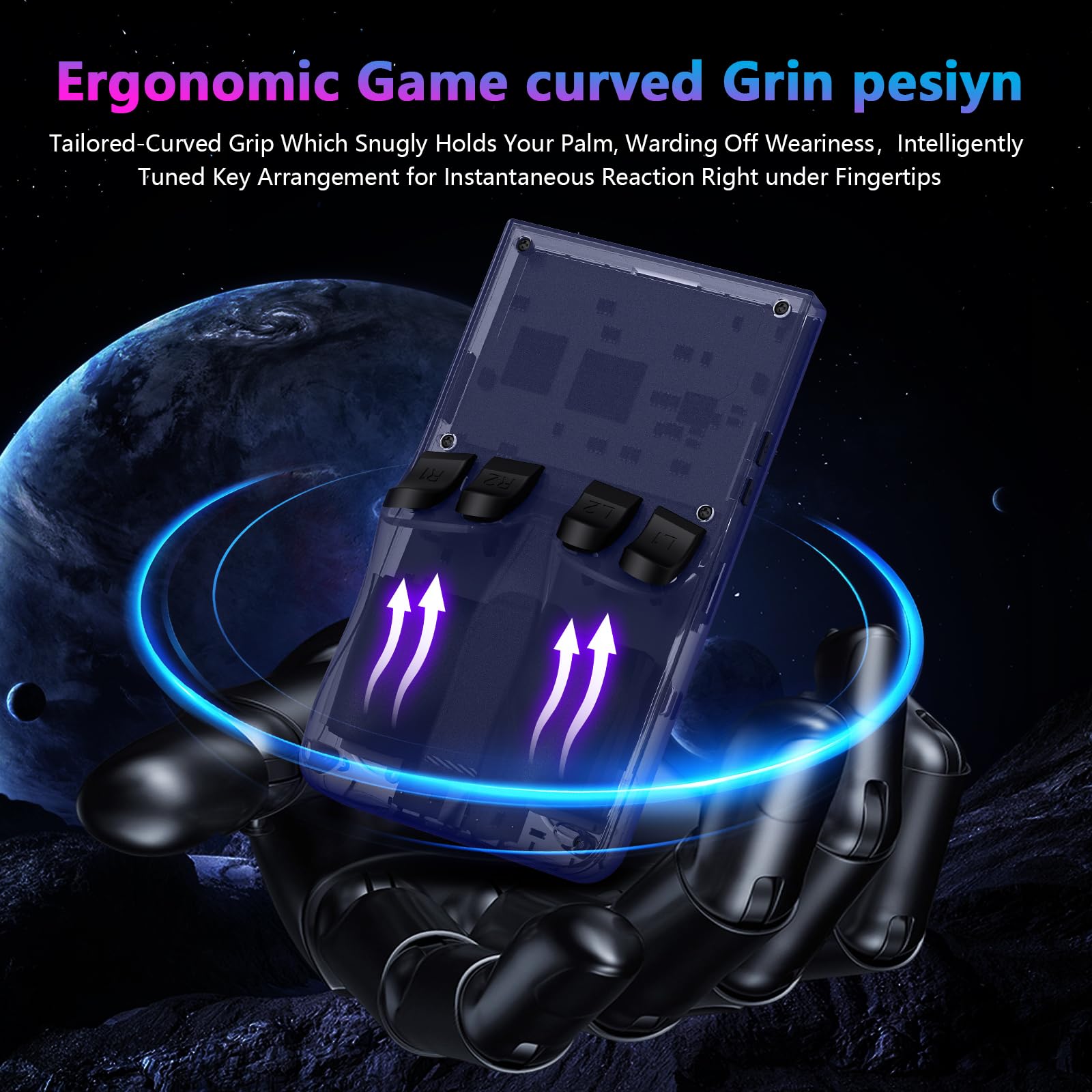 R36MAX Retro Handheld Game Console, 4.0 Inch 720x720 IPS Screen, Built-in 18,000+ Classic Game, Portable Hand Held Open Source Linux System, 4000mAh Battery Retro Gaming Console (Blue 64GB)