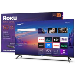 Roku Smart TV 2025 – 43-Inch Select Series, 4K HDR TV – RokuTV with Enhanced Voice Remote – Flat Screen LED Television with Wi-Fi for Streaming Live Local News, Sports, Family Entertainment