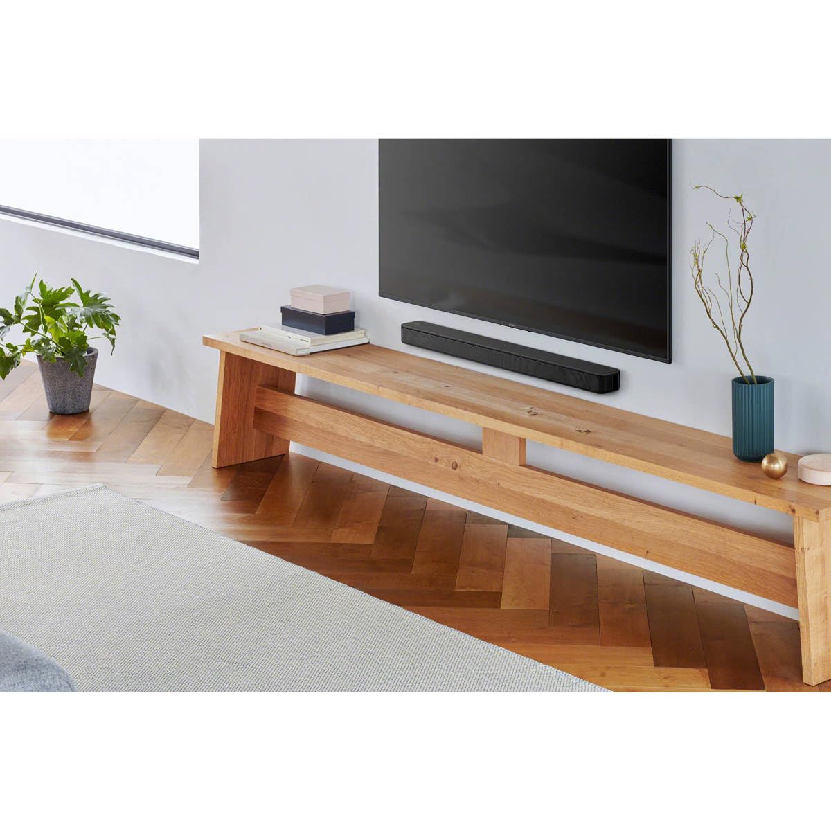 Sony S100F 2.0ch Soundbar with Bass Reflex Speaker, Integrated Tweeter and Bluetooth, (HTS100F), easy setup, compact, home office use with clear sound black